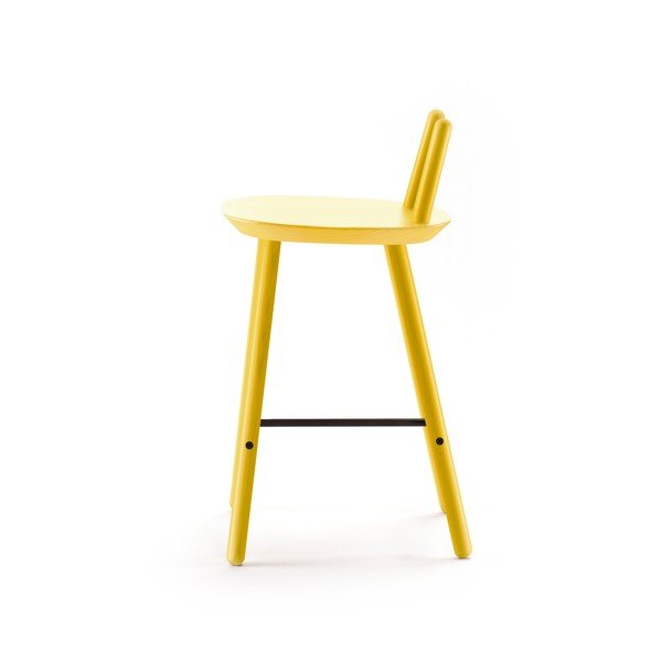 Scaun de bar din lemn masiv EMKO Naïve, galben-image-3