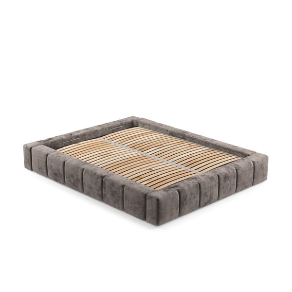 Pat matrimonial maro tapițat cu spațiu de depozitare cu somieră 200x200 cm Aruba L – Maison de Rêve-image-3