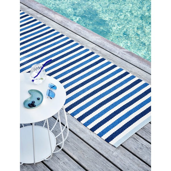 Covor tip traversă pentru interior și exterior albastru/crem 70x240 cm Teo Denim – Pappelina-image-3