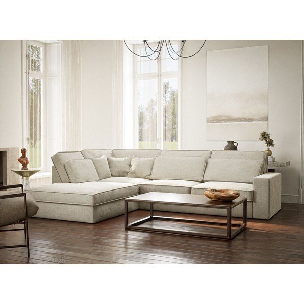 Colțar grej cu tapițerie din chenille (cu colț pe partea stângă/în formă de ”L”) Kirou – Maison de Rêve-image-1