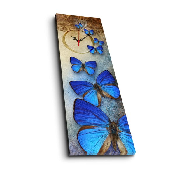 Ceas de perete cu imagine Blue Butterfly, 30 x 90 cm