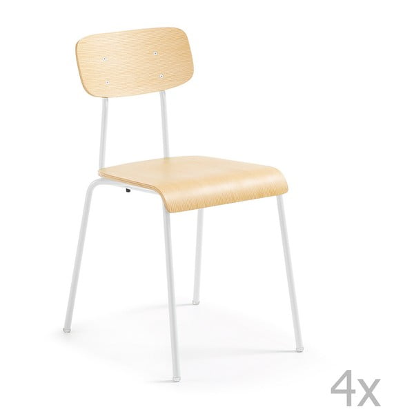 Set 4 scaune La Forma Klee, maro-alb