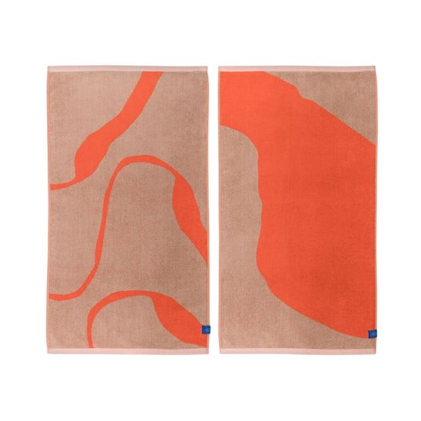 Prosoape portocalii/maro deschis 2 buc. din bumbac organic 50x90 cm Nova Arte – Mette Ditmer Denmark