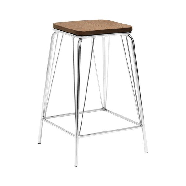 Scaun tip taburet argintiu/în culoare naturală din lemn de ulm District – Premier Housewares