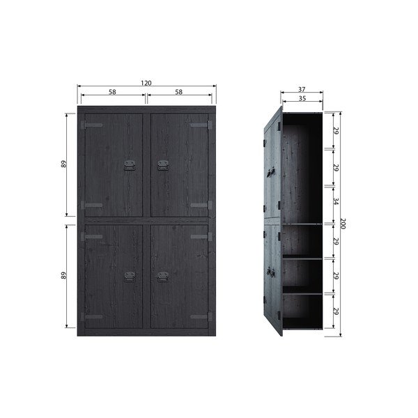 Dulap oentru dressing vtwonen Bunk, negru-image-2