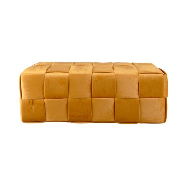 Taburet galben muștar cu tapițerie din catifea Weaved – Leitmotiv-image-2