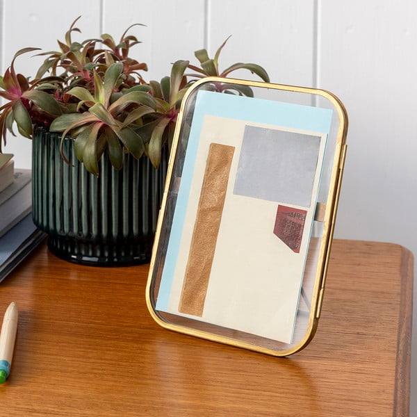 Ramă foto aurie cu picior de susținere din metal 14x18 cm – Rex London-image-1