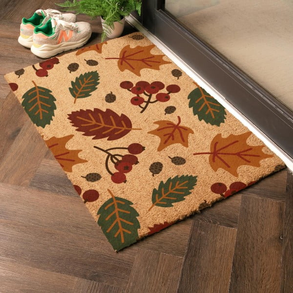 Covoraș de intrare din fibre de nucă de cocos 40x60 cm Autumn Leaves – Artsy Doormats-image-1