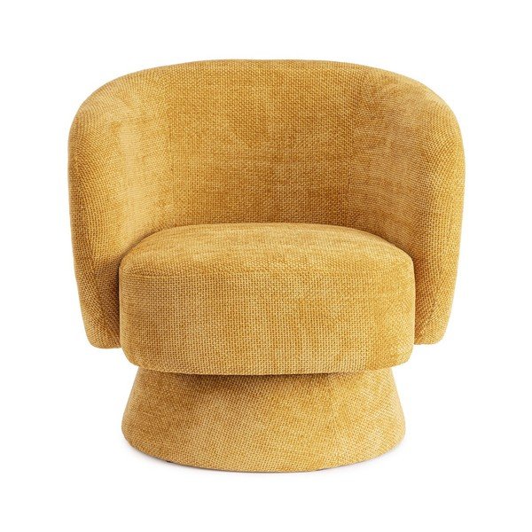 Fotoliu galben muștar pivotant cu tapițerie din chenille Julienne – Bizzotto-image-2