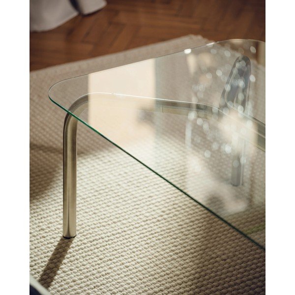 Măsuță de cafea argintie cu blat din sticlă 60x110 cm Uku – noo.ma-image-4