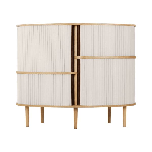 Dulap bej-în culoare naturală cu aspect de lemn de stejar cu ușă glisantă 120x100x50 cm Audacious – UMAGE