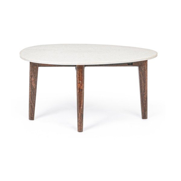 Măsuță de cafea albă/în culoare naturală cu blat din marmură 50x70 cm Sylvester – Bizzotto-image-4