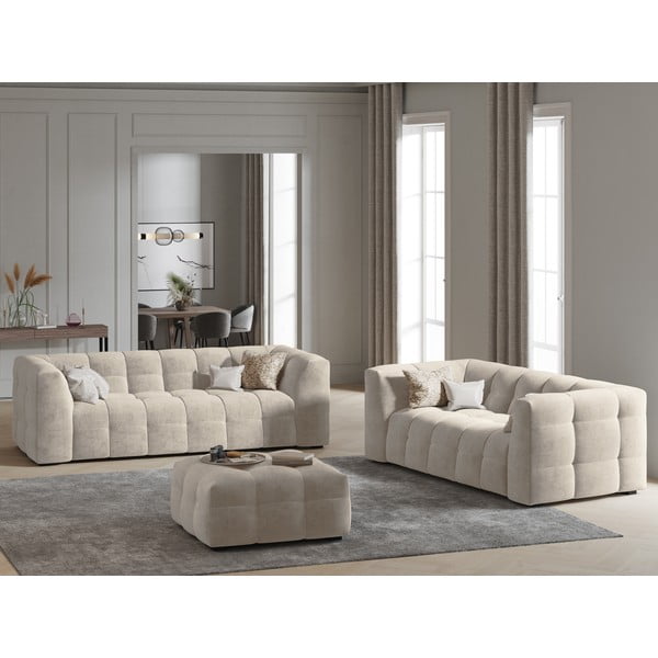 Puf cu tapițerie din catifea Windsor & Co Sofas Vesta, bej-image-1