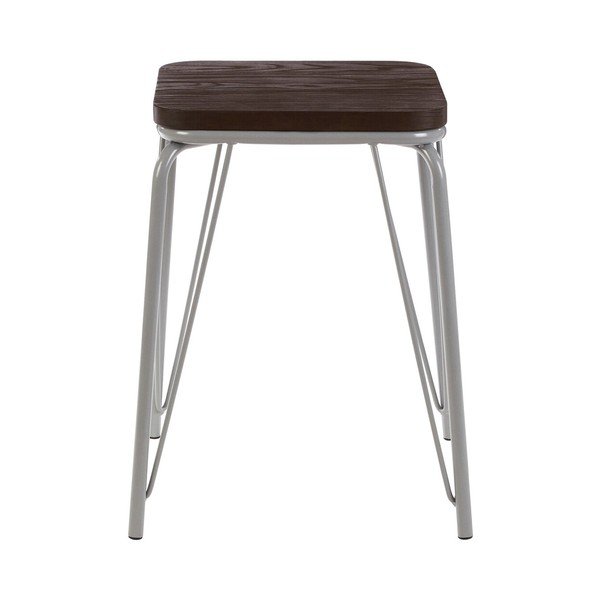 Scaun tip taburet gri/în culoare naturală închisă din lemn de ulm District – Premier Housewares-image-2