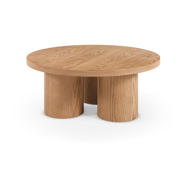 Măsuță de cafea în culoare naturală rotundă cu aspect de lemn de stejar ø 100 cm Arancha – MOME