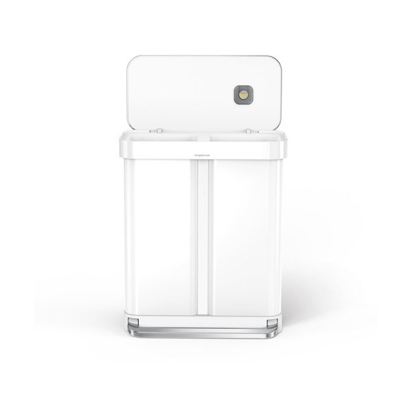 Coș de gunoi alb pentru reciclare/cu pedală 34+24 l din oțel Dual – simplehuman-image-1
