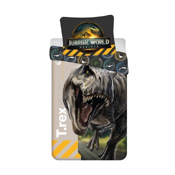 Lenjerie de pat pentru copii din bumbac pentru pat de o persoană 140x200 cm Jurassic World "T-Rex" – Jerry Fabrics