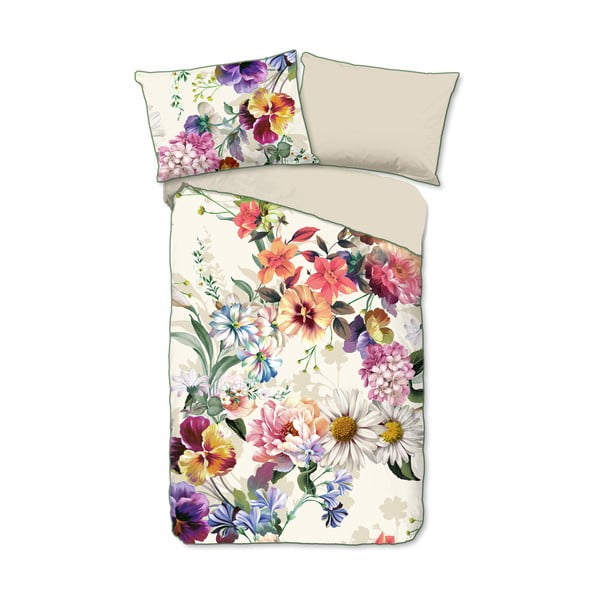 Lenjerie de pat din bumbac organic pentru pat de o persoană Descanso Flower Garden, 140 x 220 cm