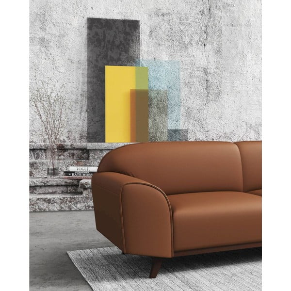 Canapea maro coniac cu tapițerie din piele 193 cm Nesbo – MESONICA-image-4