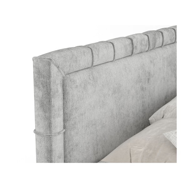 Pat boxspring gri deschis cu spațiu de depozitare 180x200 cm Voyage – Maison de Rêve-image-3