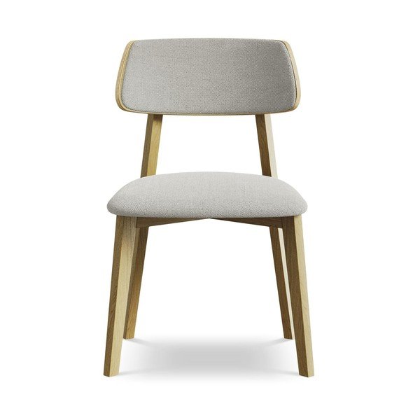 Scaun de dining gri deschis din lemn masiv Niu – Makamii-image-1