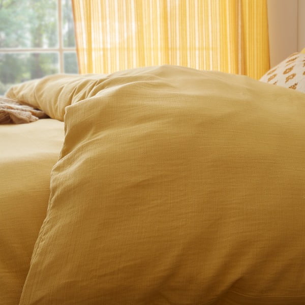 Lenjerie de pat galbenă din muselină pentru pat de o persoană 135x200 cm Afra – Pineapple Elephant-image-2