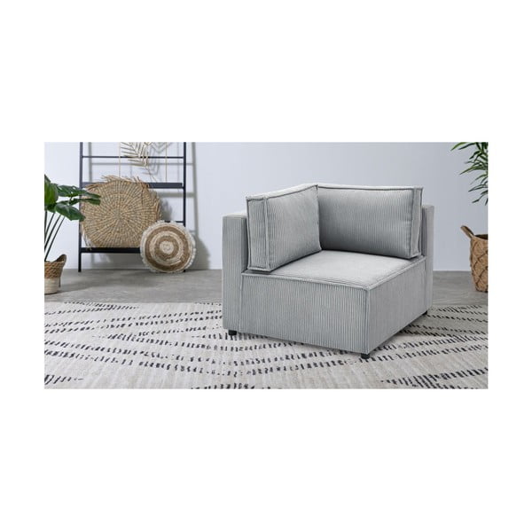 Modul pentru canapea gri deschis cu tapițerie din catifea reiată  (cu colț variabil) Nihad modular – Bobochic Paris-image-1