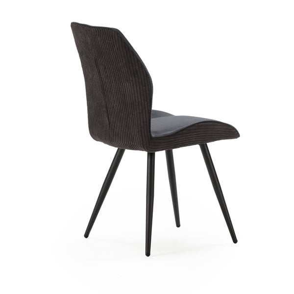 Scaune de dining negre 2 buc. din catifea reiată Adaya – Marckeric-image-4