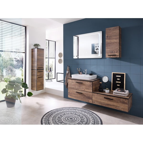 Dulap de baie suspendat cu aspect de lemn de stejar 30x70 cm Set 374 - Pelipal-image-4