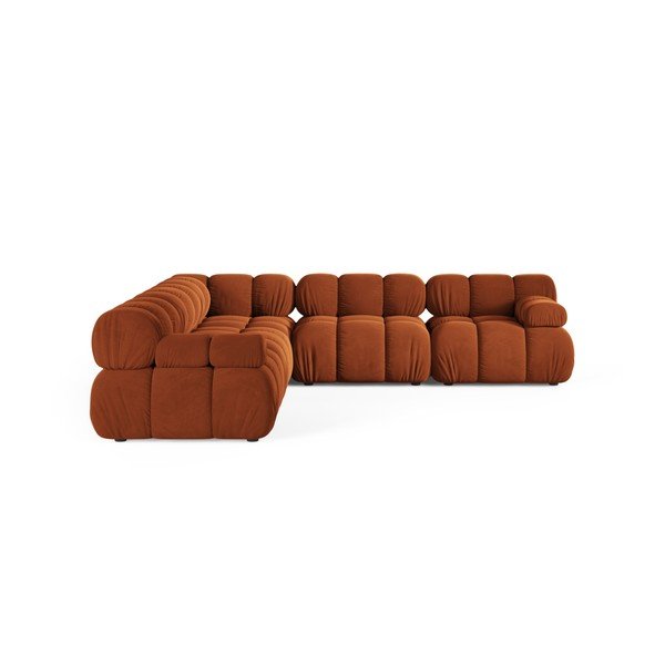 Colțar modular teracotă cu tapițerie din catifea – Micadoni -image-2