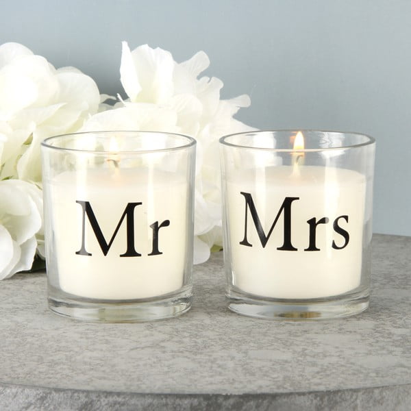 Set 2 lumânări cu aromă de bumbac Amore Mr. and Mrs., 18 ore ardere