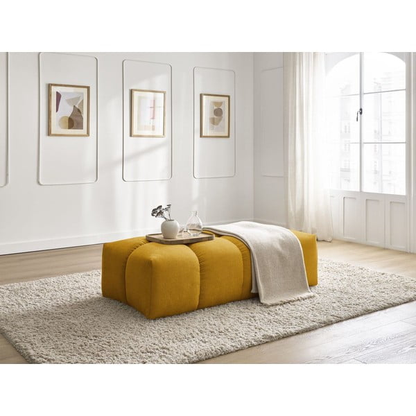 Taburet galben muștar cu tapițerie din chenille Everest – Bobochic Paris-image-4