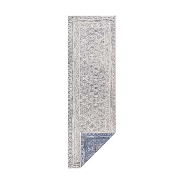 Covor lung pentru exterior Ragami Berlin, 80x250 cm, albastru - alb