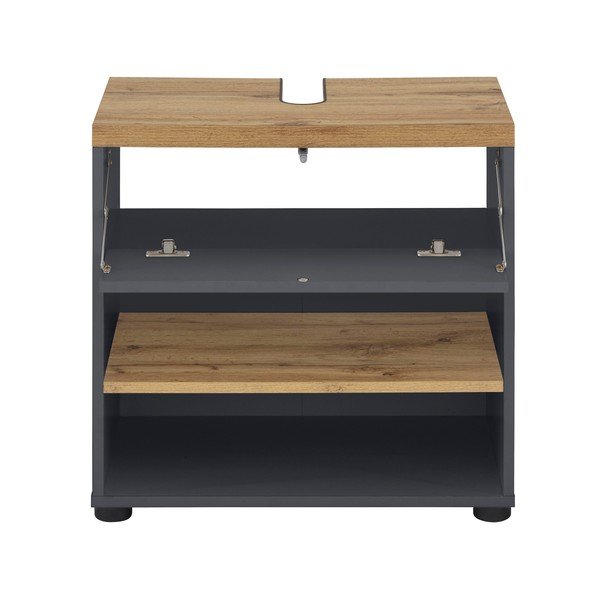 Dulap sub chiuvetă gri antracit cu aspect de lemn de stejar 60x57 cm Thessa – Støraa-image-2