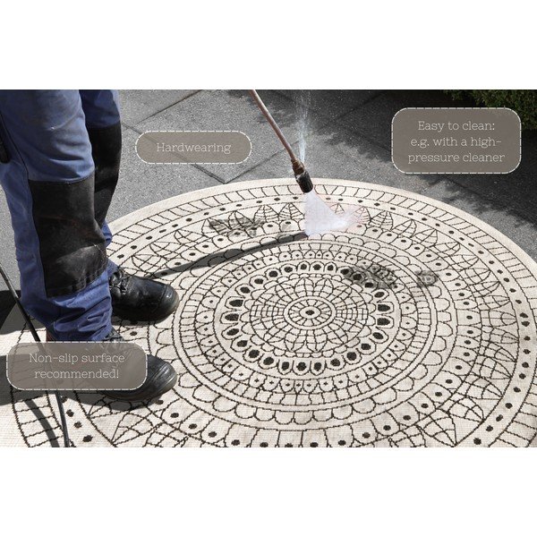Covor adecvat pentru exterior NORTHRUGS Porto, Ø 200 cm, negru - crem-image-4