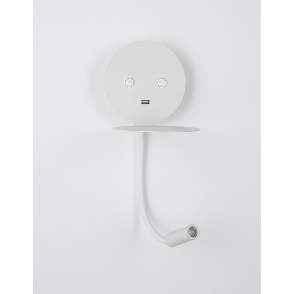 Aplică de perete albă LED cu structură flexibilă/cu port USB din aluminiu Eclip – Nova Luce-image-3