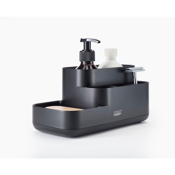 Organizator de baie negru din plastic EasyStore – Joseph Joseph-image-3