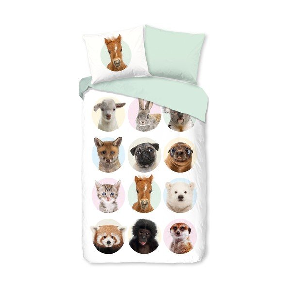 Lenjerie de pat pentru copii din bumbac pentru pat de o persoană, extinsă 140x220 cm Young Animals – Good Morning