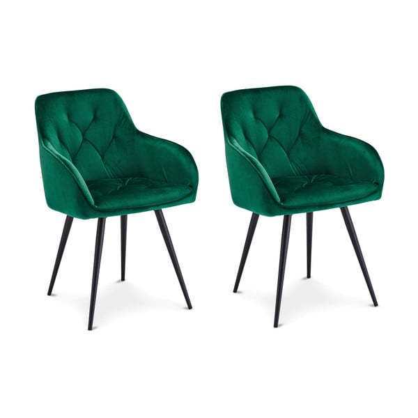 Scaune de dining verde 2 buc. din catifea Nadja – Furnhouse-image-3