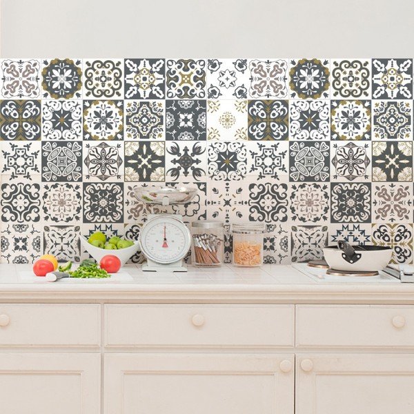 Set 30 autocolante de perete Ambiance Cement Tiles Antalya, 15 x 15 cm-image-1
