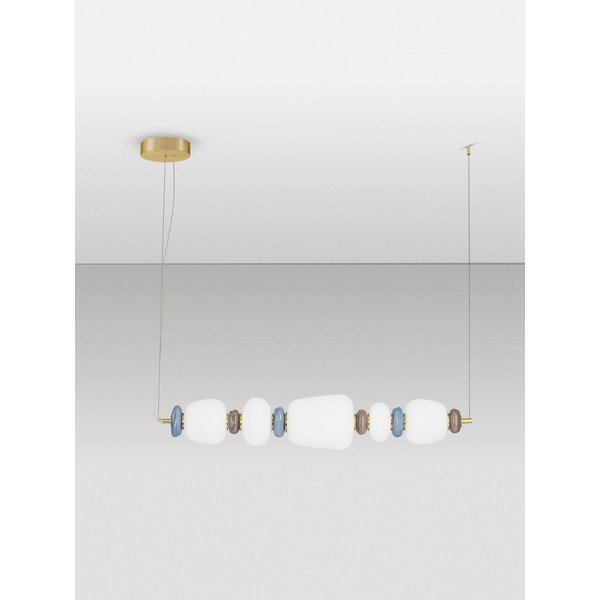 Lustră albă/aurie LED cu intensitate reglabilă din metal cu abajur din porțelan/cu abajur din sticlă Palo – Nova Luce-image-3