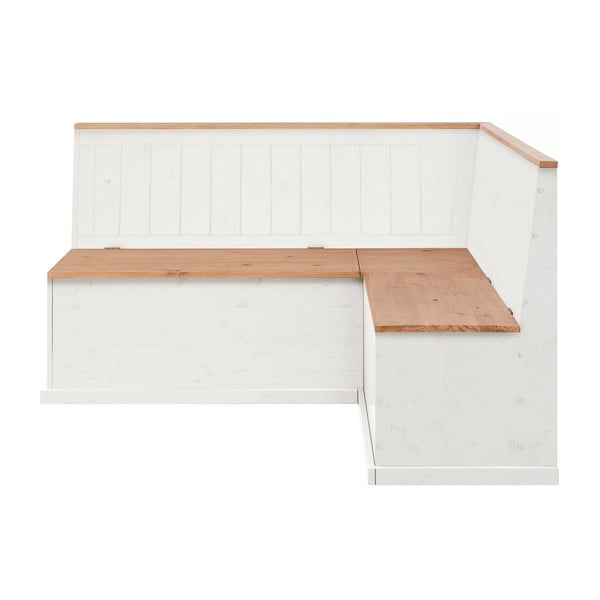 Bancă de colț variabilă din lemn de pin cu spațiu de depozitare Støraa Silas, alb