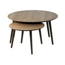 Măsuțe de cafea maro 2 buc. rotunde cu aspect de lemn de stejar ø 88 cm Adda – Unique Furniture