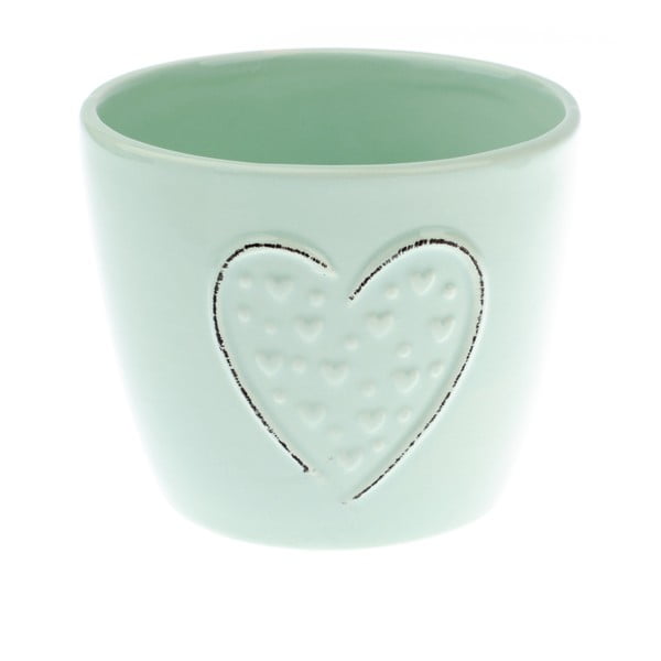 Ghiveci din ceramică Dakls Hearts Dots, înălțime 10 cm, verde deschis