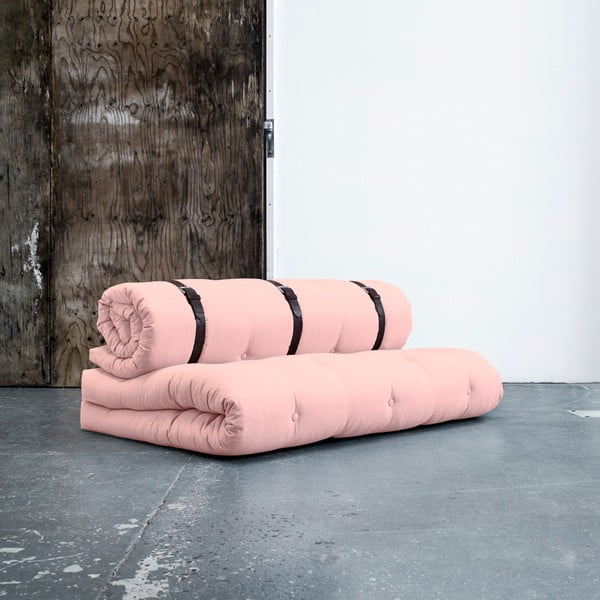 Canapea extensibilă cu detalii din piele Karup Buckle Up Pink Peonie