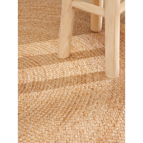 Covor în culoare naturală reversibil, țesut manual rotund din iută ø 200 cm Jutta Gold – Hanse Home-image-4