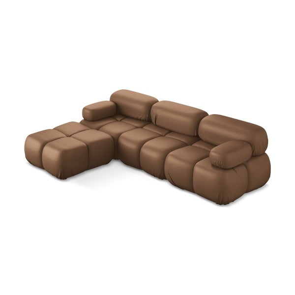 Colțar modular maro cu tapițerie din imitație de piele Lokua – Makamii-image-2