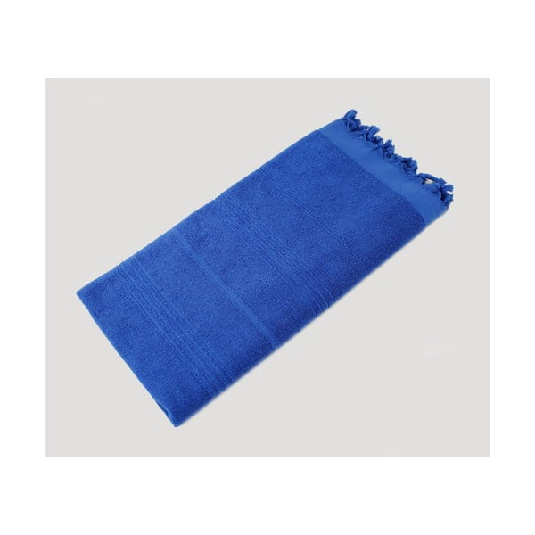 Prosop țesut manual din bumbac premium Turkish, 90 x 180 cm, albastru