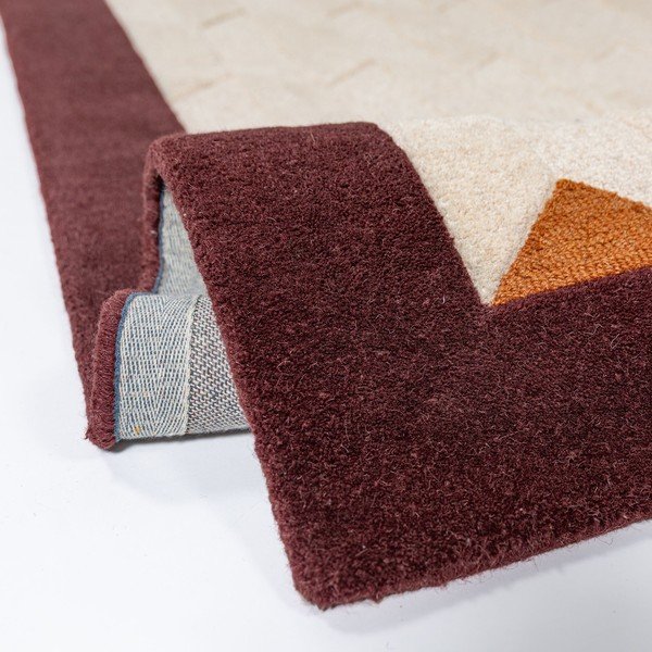 Covor burgundy/în culoare naturală țesut manual din lână 120x170 cm Apex Border Wool – Flair Rugs-image-4