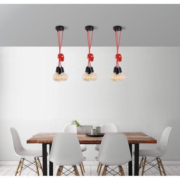  Lustră pentru 3 becuri Filament Style Spider, roșu-image-1